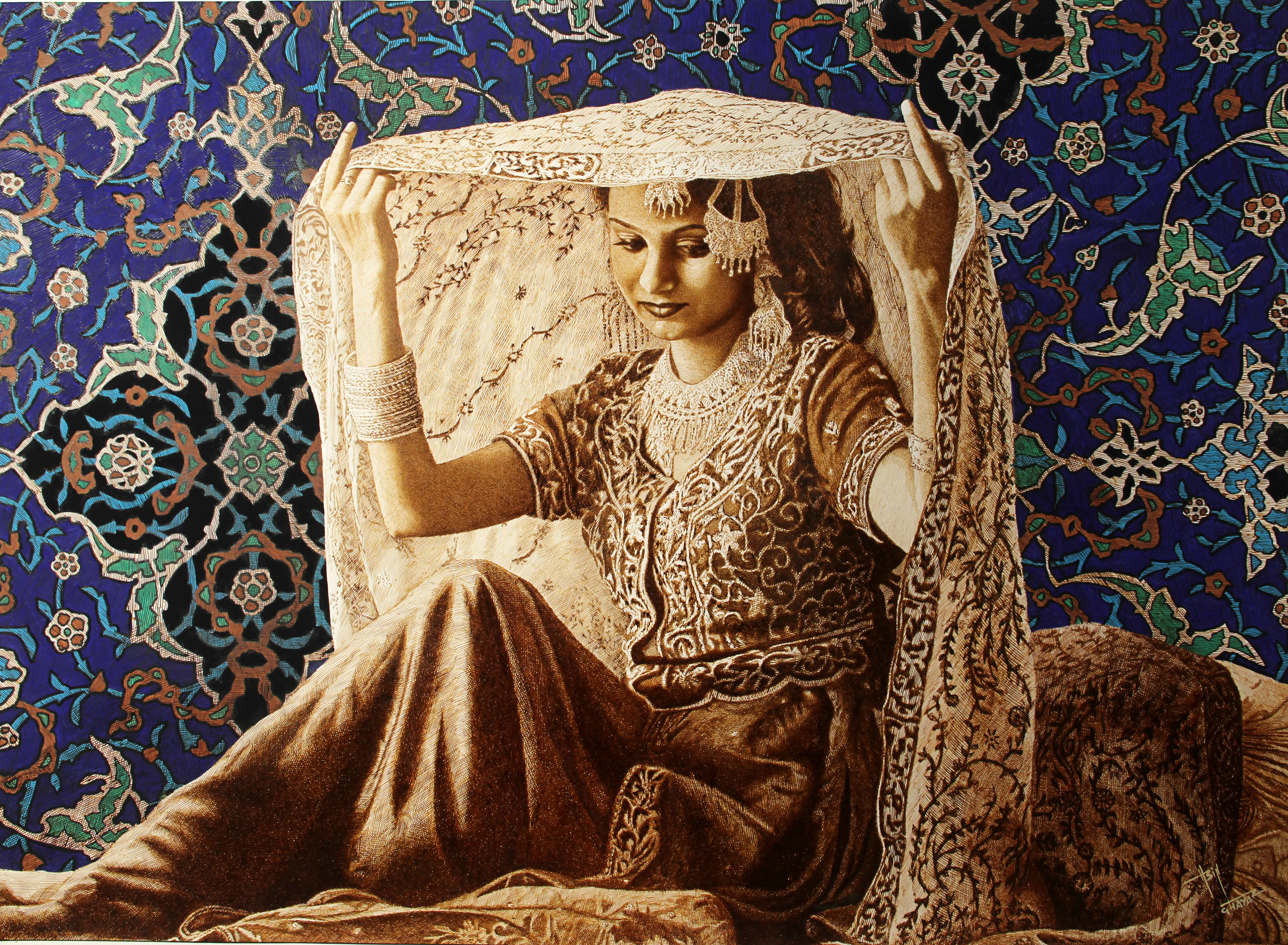 Master piece pen and ink artwork by Asif Ghayaz